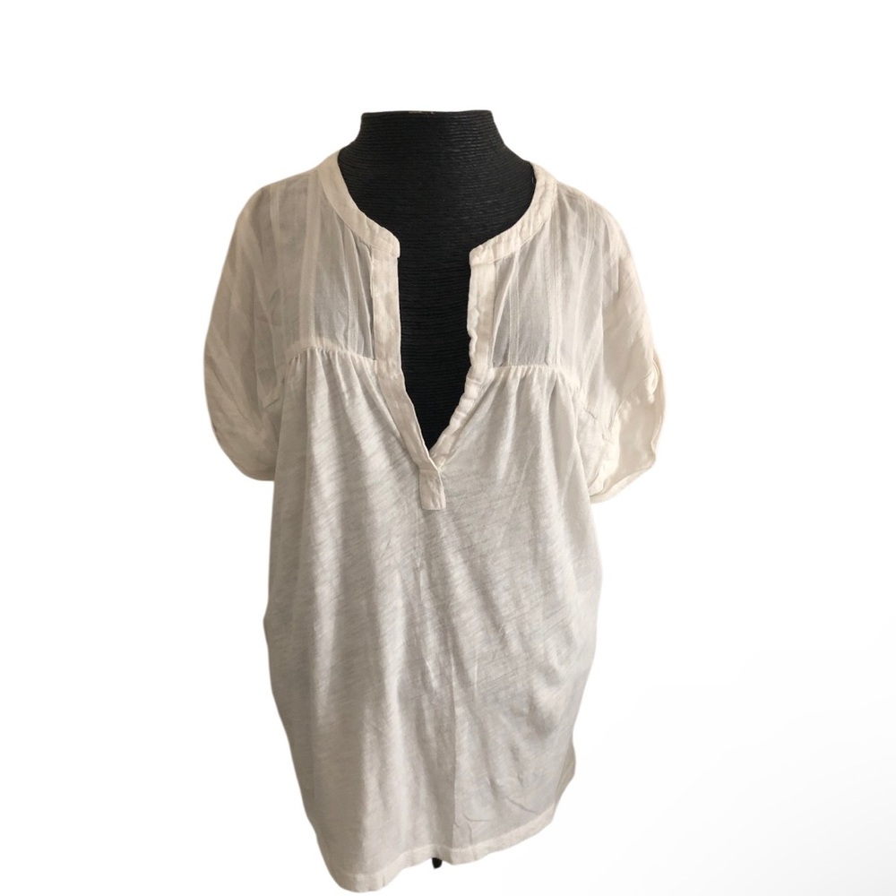 Lou & Grey 100% Cotton Pop Over V-Neck Relaxed Top